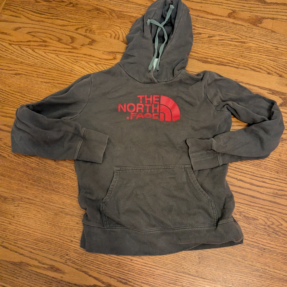 The North Face Men's Charcoal and Red Hoodie